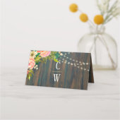 LeahGウッド素朴ピーチコーラルフローラ結婚ズ プレイスカード (裏面)