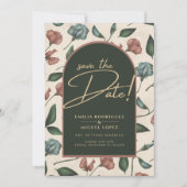 LeahGエメラルドグリーンテラコッタ秋日付を保存 招待状 (正面)