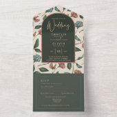 LeahGエメラルドグリーンテラコッタ金ゴールド秋の結婚式 オールインワン招待状 (内側)