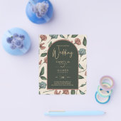 LeahGエメラルドグリーンテラコッタ金ゴールド秋の結婚式 チラシ (シングル)