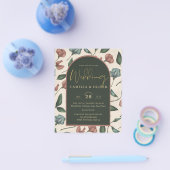 LeahGエメラルドグリーンテラコッタ金ゴールド秋の結婚式 チラシ (シングル)