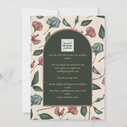 LeahGエメラルドグリーンテラコッタ金ゴールド秋の結婚式 招待状 (裏面)