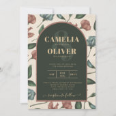 LeahGエメラルドグリーンテラコッタ金ゴールド秋の結婚式 招待状 (正面)