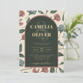 LeahGエメラルドグリーンテラコッタ金ゴールド秋の結婚式 招待状 (スタンド正面)