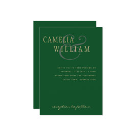 LeahGエメラルドグリーン金ゴールドモダンウェディング招待 招待状