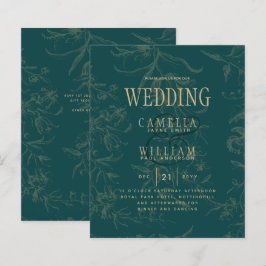 LeahGエメラルドグリーン金ゴールドヴィンテージボタニカル結婚ズ