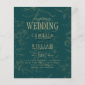 LeahGエメラルドグリーン金ゴールドヴィンテージボタニカル結婚ズ (正面)