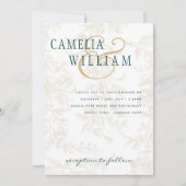 LeahGエメラルドグリーン金ゴールドヴィンテージボタニカル結婚ズ 招待状 (正面)