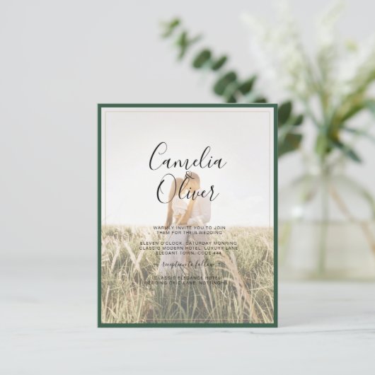 LeahGエメラルドフォレストグリーンウェディングINVITE (スタンド正面)