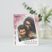 LeahGグリッタードリップフォトオーバーレイ結婚式の招待 (スタンド正面)