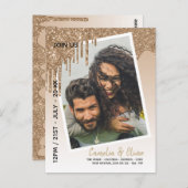 LeahGグリッタードリップフォトオーバーレイ結婚式の招待 ポストカード (正面/裏面)