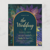 LeahGグリーンパープル金ゴールドジュエルトーンウェディング招待 (正面)