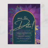 LeahGグリーンパープル金ゴールドジュエルトーンウェディング招待 (正面)