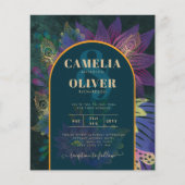 LeahGグリーンパープル金ゴールドジュエルトーンウェディング招待 (正面)