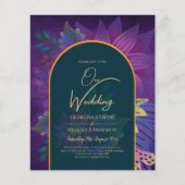 LeahGグリーンパープル金ゴールドジュエルトーンウェディング招待 (正面)