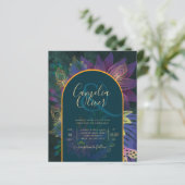 LeahGグリーンパープル金ゴールドジュエルトーンウェディング招待 (スタンド正面)