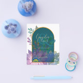 LeahGグリーンパープル金ゴールドジュエルトーンウェディング招待 チラシ (シングル)