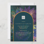 LeahGグリーンパープル金ゴールドジュエルトーンウェディング招待 招待状 (裏面)