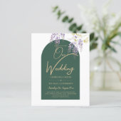 LeahGグリーンパープル金ゴールド藤の結婚式の招待 (スタンド正面)
