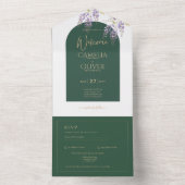 LeahGグリーンパープル金ゴールド藤の結婚式の招待 オールインワン招待状 (内側)