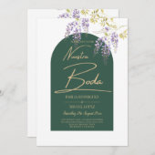 LeahGグリーンパープル金ゴールド藤の結婚式の招待 招待状 (正面/裏面)
