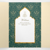 LeahGグリーン金ゴールドイスラム教徒の結婚式の招待 三つ折り招待状 (内部中)