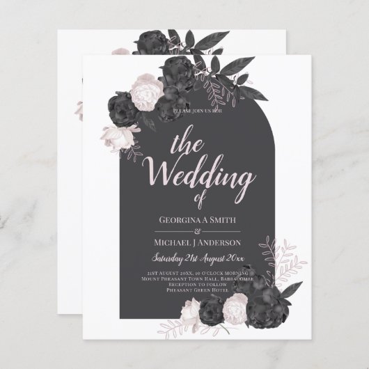 LeahGグレーピンクローズモダン秋冬の結婚式 (正面/裏面)