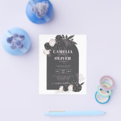 LeahGグレーピンクローズモダン秋冬の結婚式 チラシ (シングル)