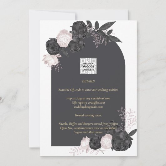 LeahGグレーピンクローズモダン秋冬の結婚式 招待状 (裏面)