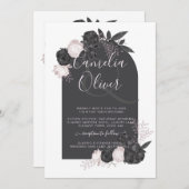 LeahGグレーピンクローズモダン秋冬の結婚式 招待状 (正面/裏面)