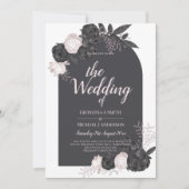 LeahGグレーピンクローズモダン秋冬の結婚式 招待状 (正面)