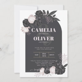 LeahGグレーピンクローズモダン秋冬の結婚式 招待状