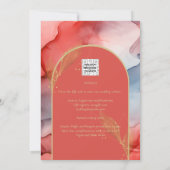 LeahGコーラルネイビーブルー金ゴールドインクウェディング招待 招待状 (裏面)