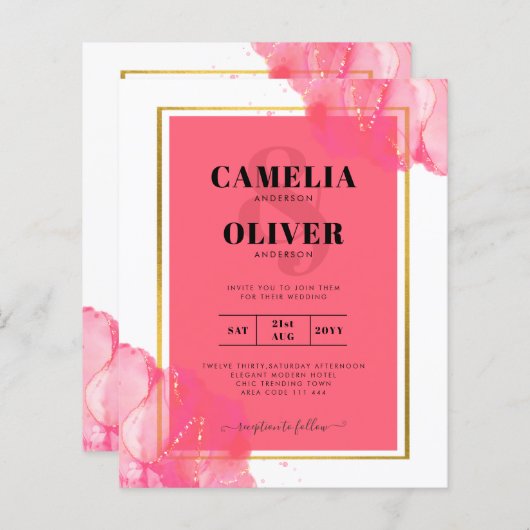 LeahGサーモンピンク金ゴールド結婚のアルコールインク (正面/裏面)