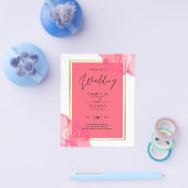 LeahGサーモンピンク金ゴールド結婚のアルコールインク チラシ (シングル)