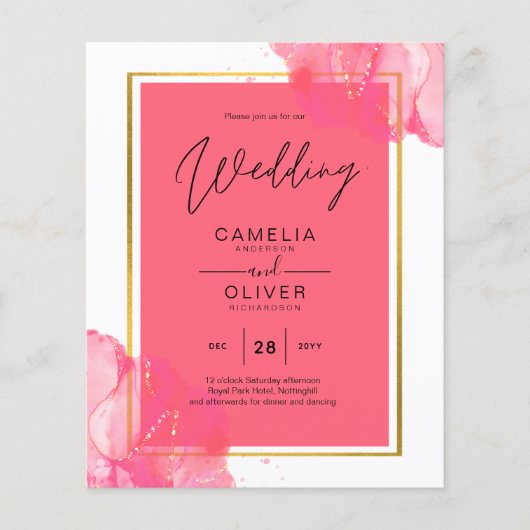 LeahGサーモンピンク金ゴールド結婚のアルコールインク チラシ (正面)