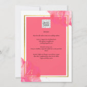 LeahGサーモンピンク金ゴールド結婚のアルコールインク 招待状 (裏面)