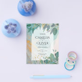 LeahGザーグラスインクティール(緑がかった色)金ゴールド結婚グリーナリーの請求書 チラシ (シングル)