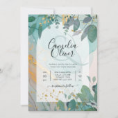 LeahGザーグラスインクティール（緑がかった色）金ゴールド結婚グリーナリーの請求書 招待状 (正面)