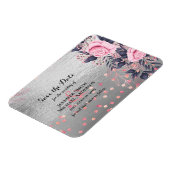 LeahGシルバー海軍ロセゴールドPInkフローラ結婚ズ マグネット (左側)