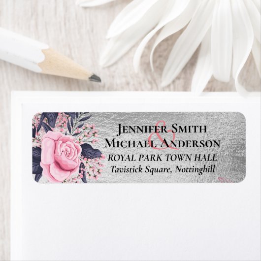 LeahGシルバー海軍ロセゴールドPInkフローラ結婚ズ ラベル (インサイチュ)