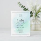 LeahGシーガラスターコイズティール(緑がかった色)ブルーウェディング招待 (スタンド正面)