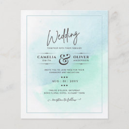 LeahGシーガラスターコイズティール（緑がかった色）ブルーウェディング招待 チラシ