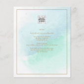 LeahGシーガラスターコイズティール（緑がかった色）ブルーウェディング招待 チラシ (裏面)