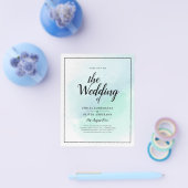 LeahGシーガラスターコイズティール（緑がかった色）ブルーウェディング招待 チラシ (シングル)