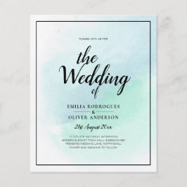 LeahGシーガラスターコイズティール（緑がかった色）ブルーウェディング招待 チラシ