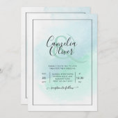 LeahGシーガラスターコイズティール（緑がかった色）ブルーウェディング招待 招待状 (正面/裏面)