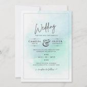 LeahGシーガラスターコイズティール（緑がかった色）ブルーウェディング招待 招待状 (正面)