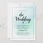 LeahGシーガラスターコイズティール(緑がかった色)ブルーウェディング招待 招待状 (正面)