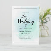 LeahGシーガラスターコイズティール(緑がかった色)ブルーウェディング招待 招待状 (スタンド正面)